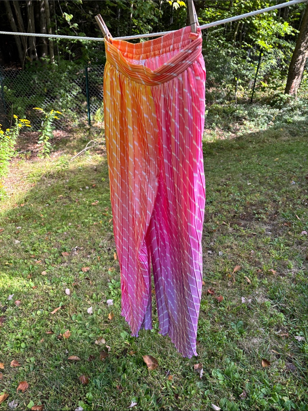 Rococo Sand Pink-Orange Gradient Pleated Maxi Skirt